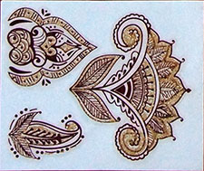Indisches Mehndi Glitter-Tattoo Nr.16a (3 Motive mit Gold)