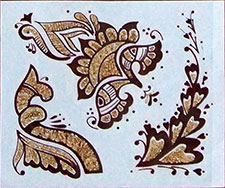 Mehndi pailletée de l'Inde no 17a (3 motifs en or)
