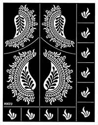 Bogen mit 14 Henna-Schablonen  für Henna-Tattoos zum selber machen, Blatt Nr.9