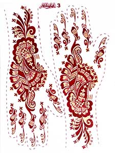 Indische Mehndi Glitter-Tattoos Nr.3 für zwei Hände