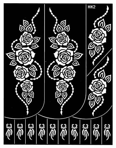 Bogen mit 14 Henna-Schablonen  für Henna-Tattoos zum selber machen, Blatt Nr.5