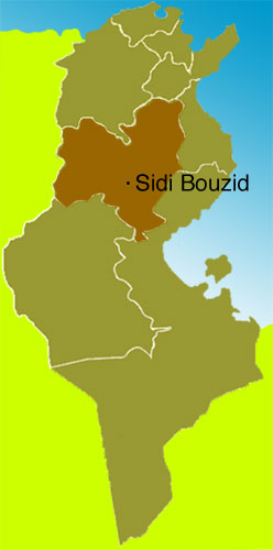 Landkarte Tunesiens mit Sidi Bouzid