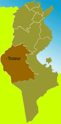 Landkarte Tunesiens mit Tozeur